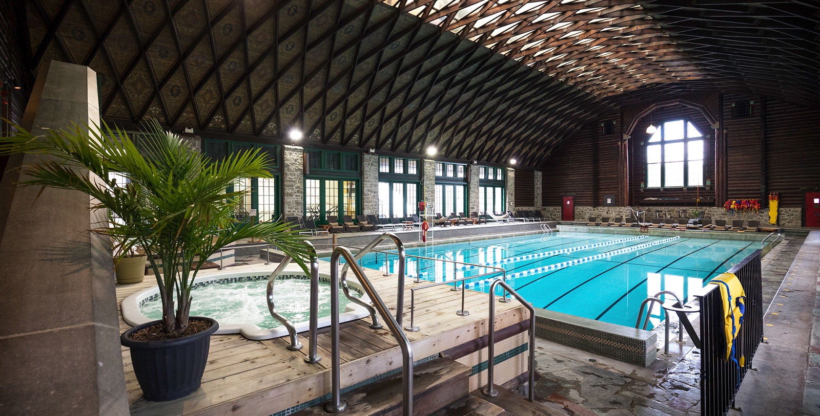 Image of indoor pool, Fairmont Le Château Montebello, 1930, Member of Historic Hotels Worldwide, in Montebello, Quebec, Experience