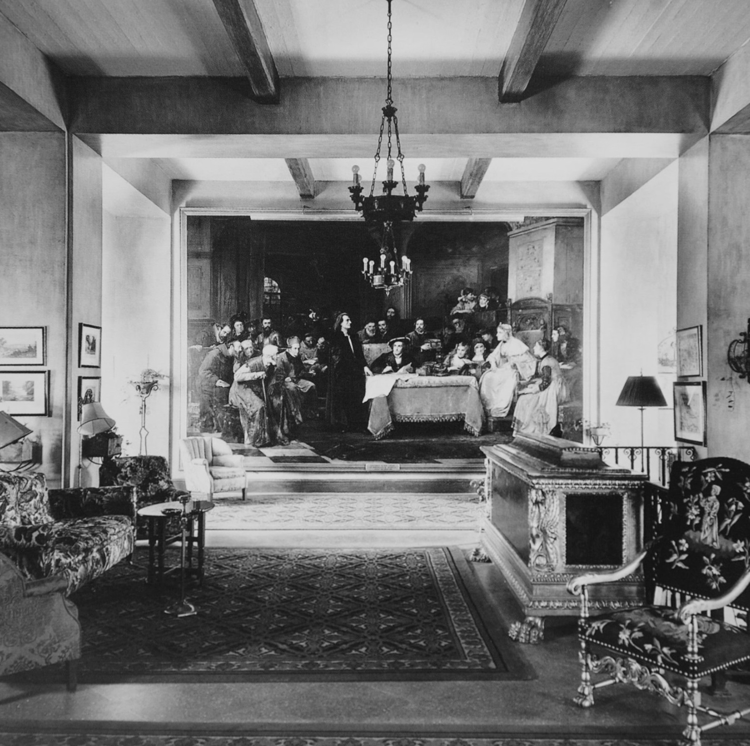Historical Image of Lobby, Fairmont Le Manoir Richelieu, 1899, Member of Historic Hotels Worldwide, in Charlevoix, Canada.
