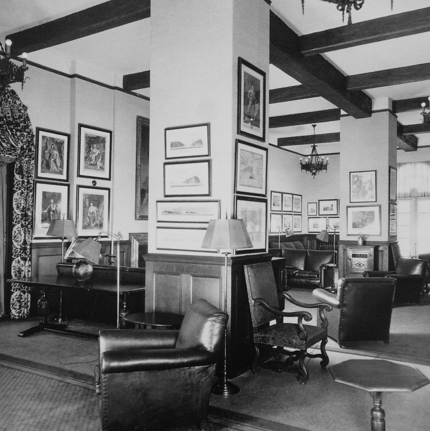 Historical Image of Sitting Area, Fairmont Le Manoir Richelieu, 1899, Member of Historic Hotels Worldwide, in Charlevoix, Canada.