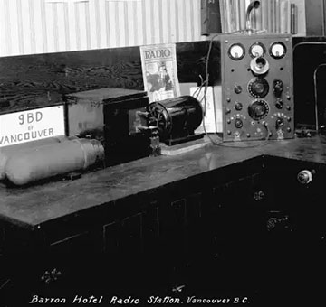 Historical Image of Radio Station Inside Hotel Belmont Vancouver MGallery, 1911, Member of Historic Hotels Worldwide, in Vancouver, Canada.