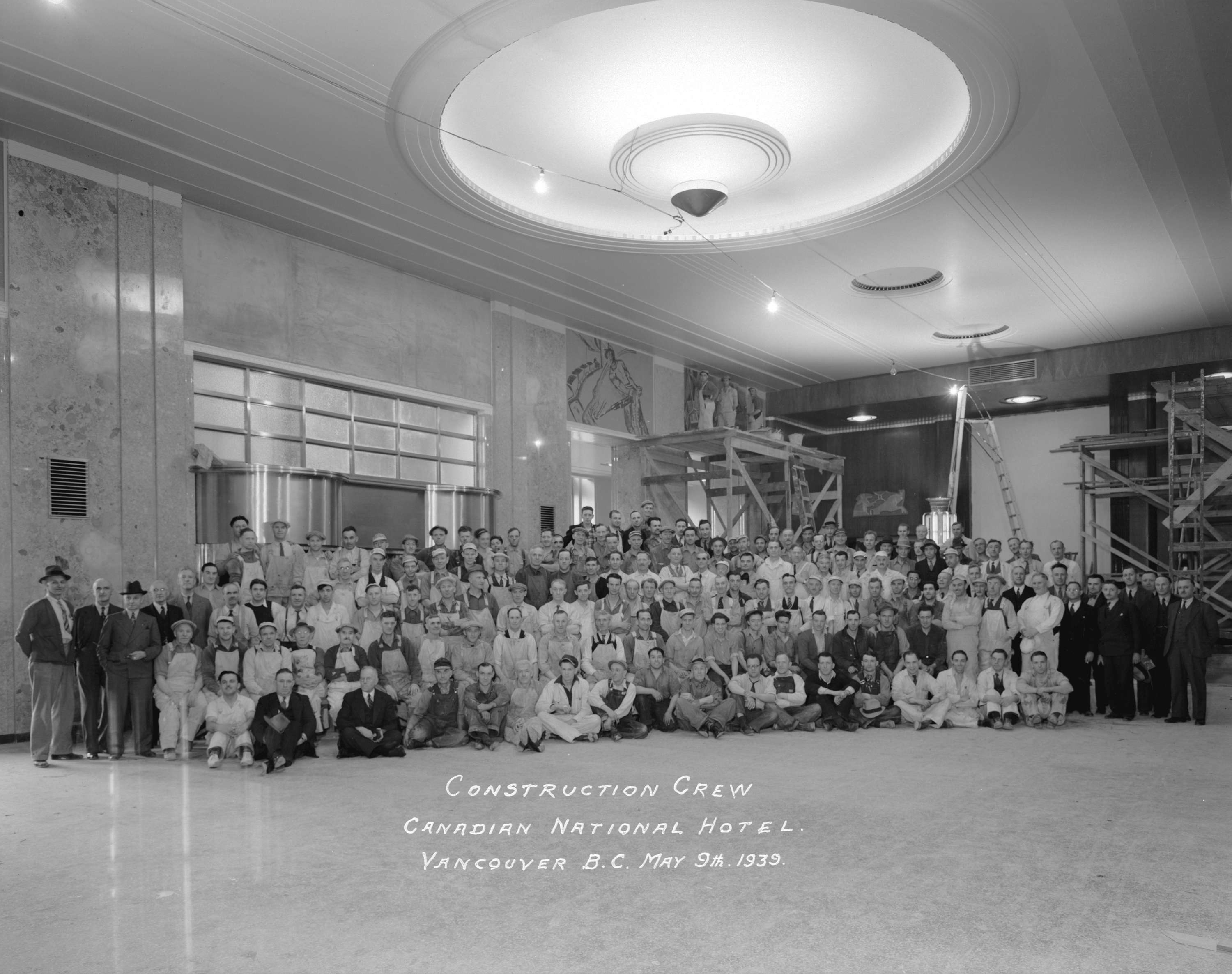 Historic Image of Hotel Construction Team Circa 1939, Fairmont Hotel Vancouver, Vancouver, Canada.