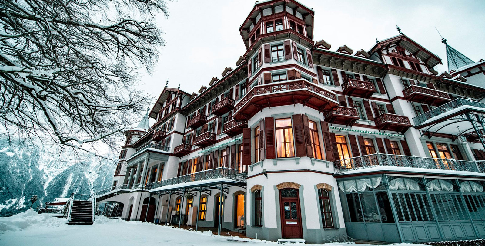 Image of Hotel Exterior during Winter, Grandhotel Giessbach, Brienz, Switzerland, 1822, Member of Historic Hotels Worldwide, Experience