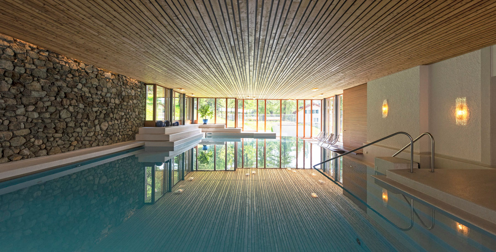 Experience the stunning Waldhaus Spa with its sauna, steam baths, and pools.