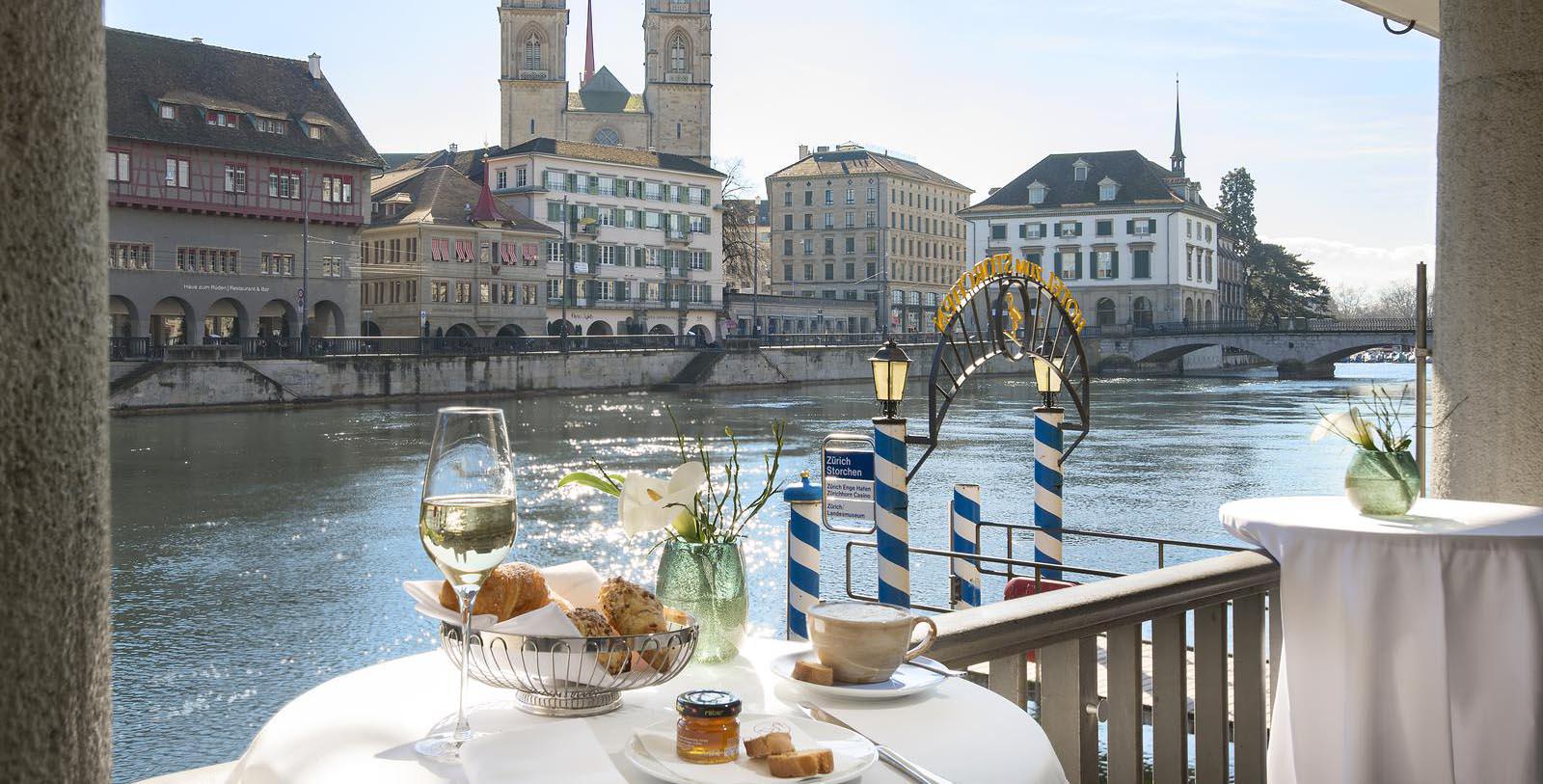 Image of Dining on Terrace at Storchen Zürich, 1357, Member of Historic Hotels Worldwide, in Zurich, Switzerland, Hot Deals