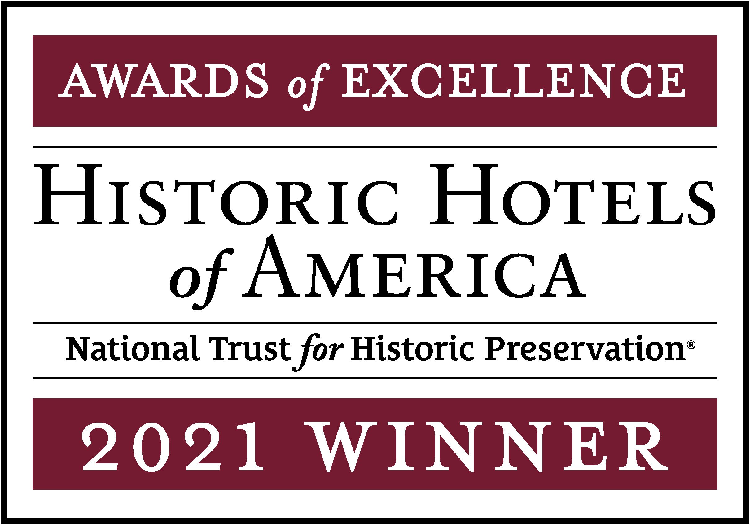 2021 Historic Hotels of America Awards of Excellence Winner Logo
