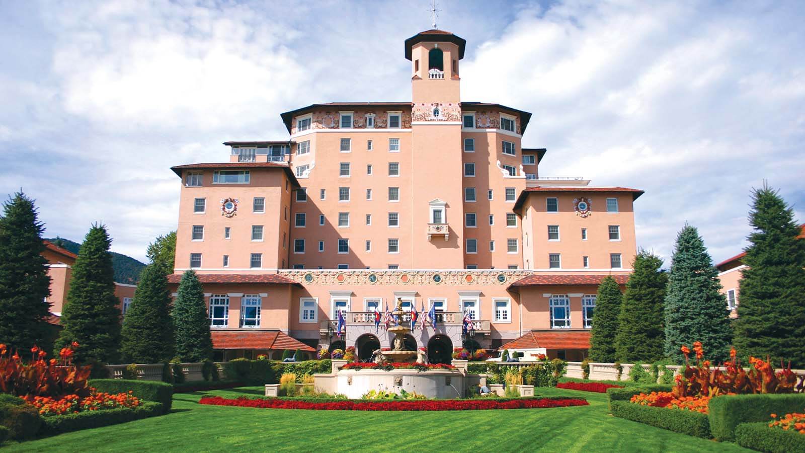 Daytime exterior of The Broadmoor in Colorado Springs, Colorado.
