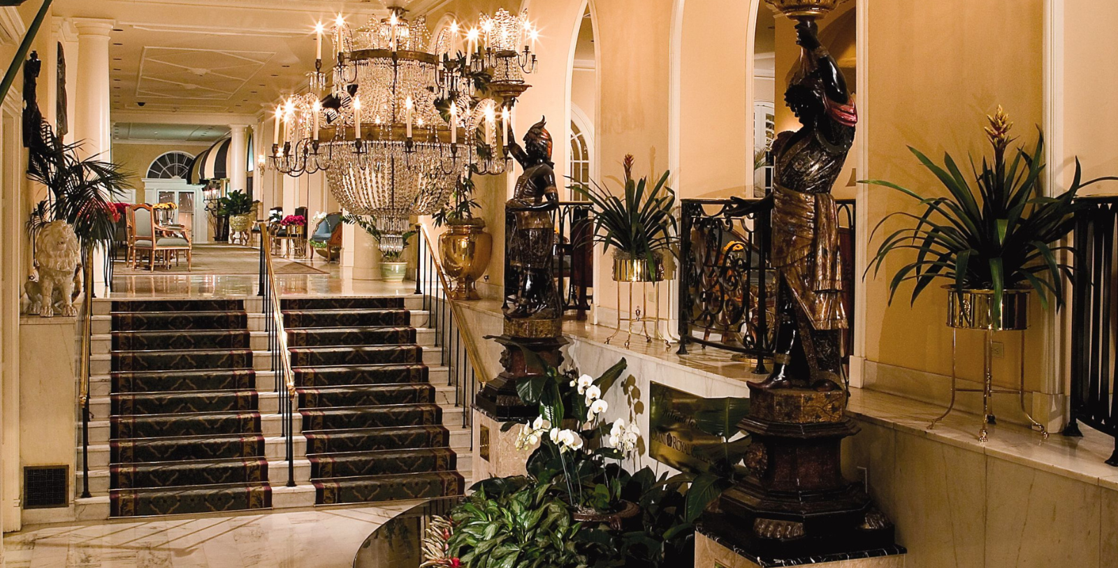 Image of lobby of Omni Royal Orleans, open in 1843, is a member of Historic Hotels of America since 2010