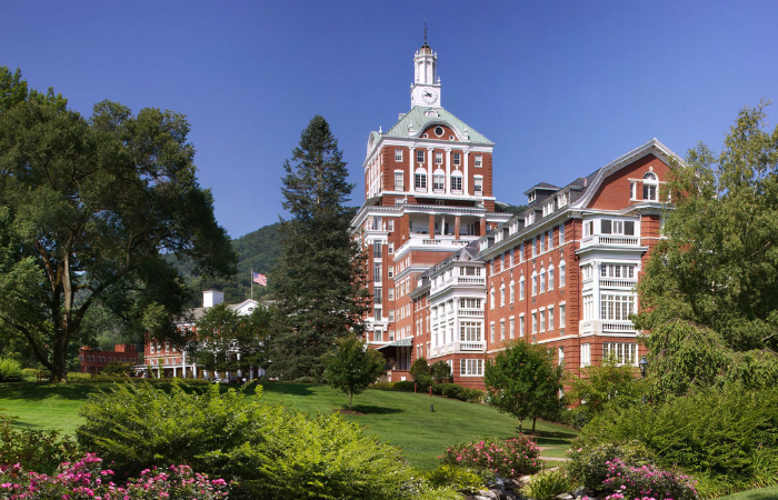 Image of hotel Exterior at Omni Homestead Resort, Hot Springs, Virginia, opened in 1766 and a member of Historic Hotels of America since 1989.