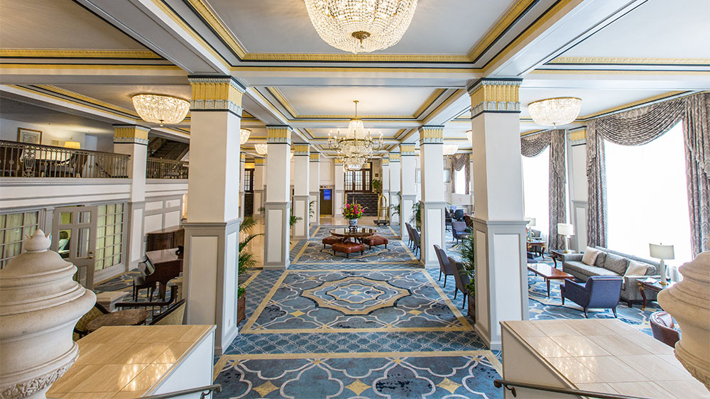 Interior lobby of the Francis Marion Hotel in Charleston, South Carolina.